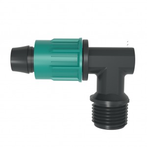 Threaded elbow with lock nuts for PE pipe